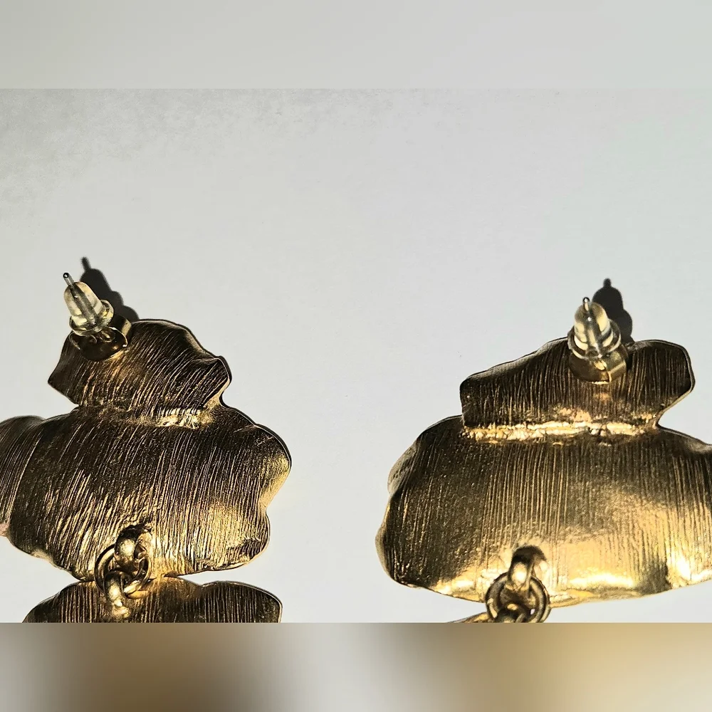 NEW Zara Gold Statement Earrings Metallic Maximalism Avant Garde Party - Picture 4 of 6